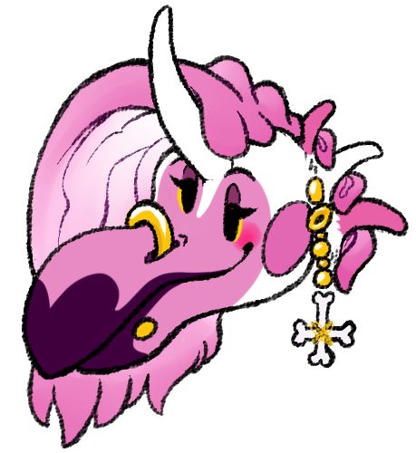headshot of a flamingo-based cockatice
