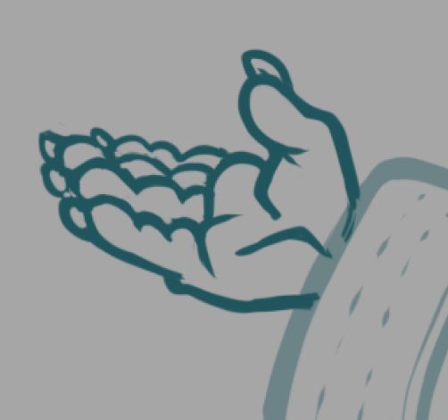 an open hand, palm facing upwards