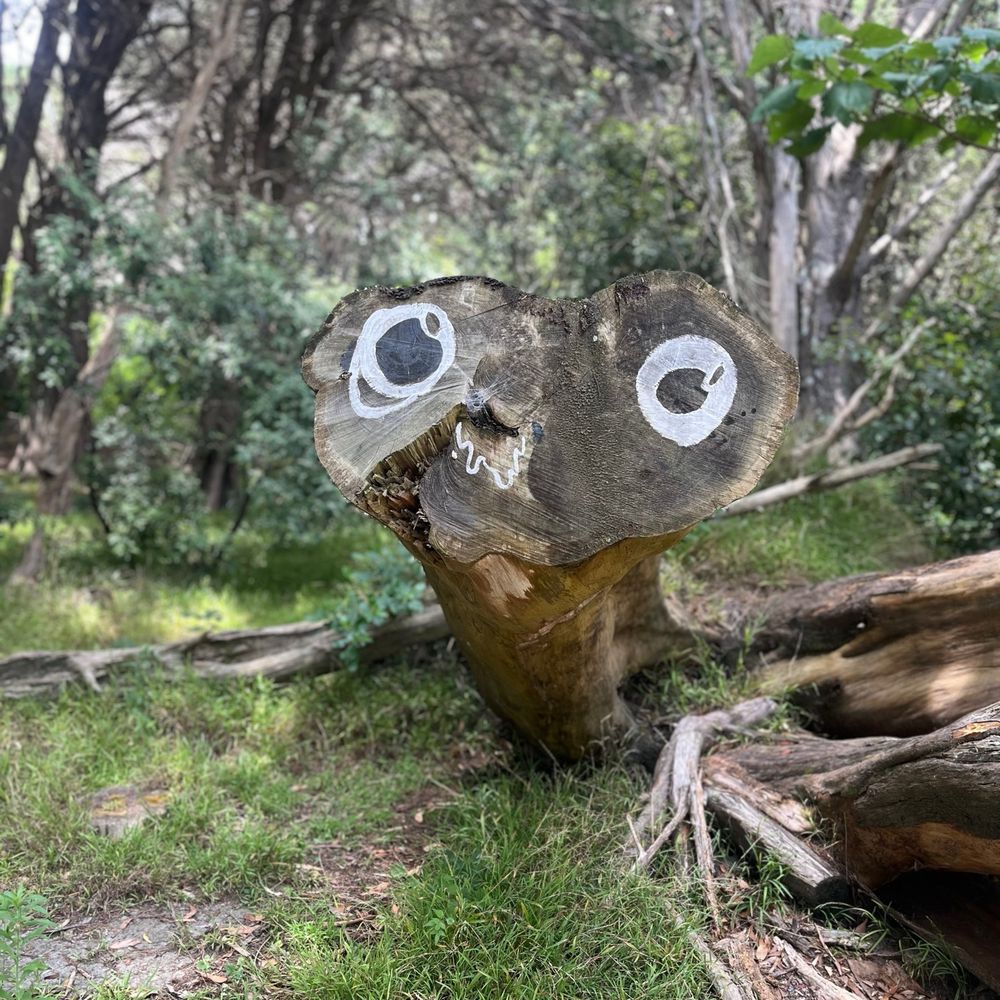 A tree painted to look like E.T. 