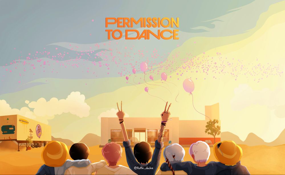 bts fanart from permission to dance music video