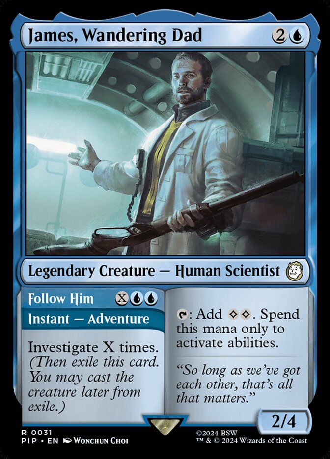 An image of the Magic the Gathering card: James, Wandering Dad (from the Fallout set)