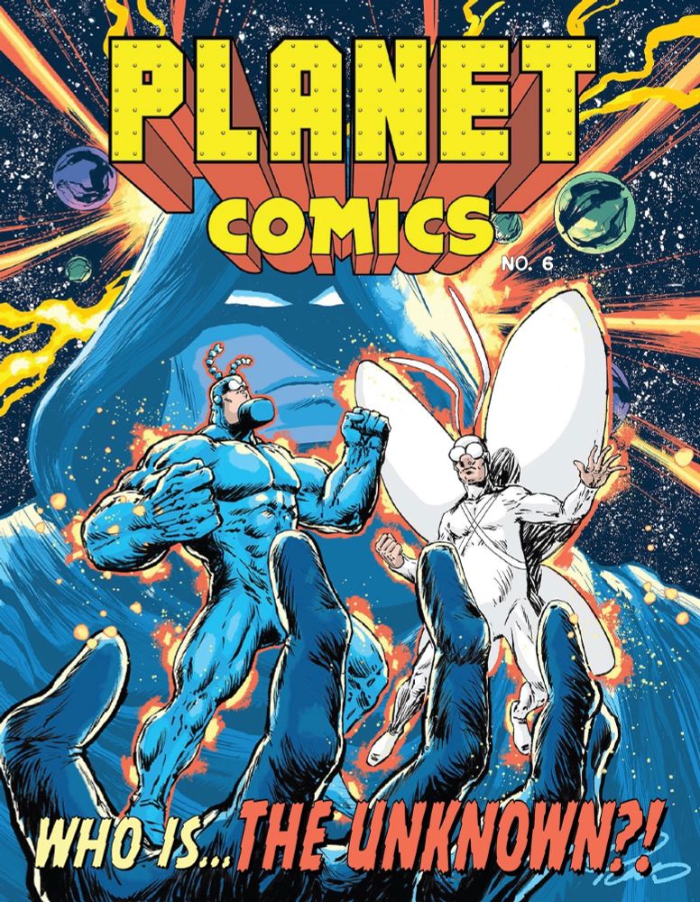 Planet Comics #6 main cover art by Ian Nichols featuring the Tick and Arthur
