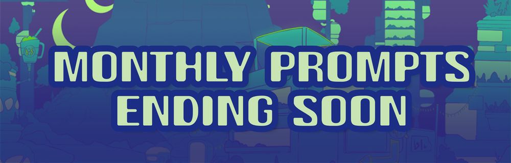 A graphic for #ProjectXero. The text "Monthly prompts ending soon" is overlaid over an illustration of a glowing city