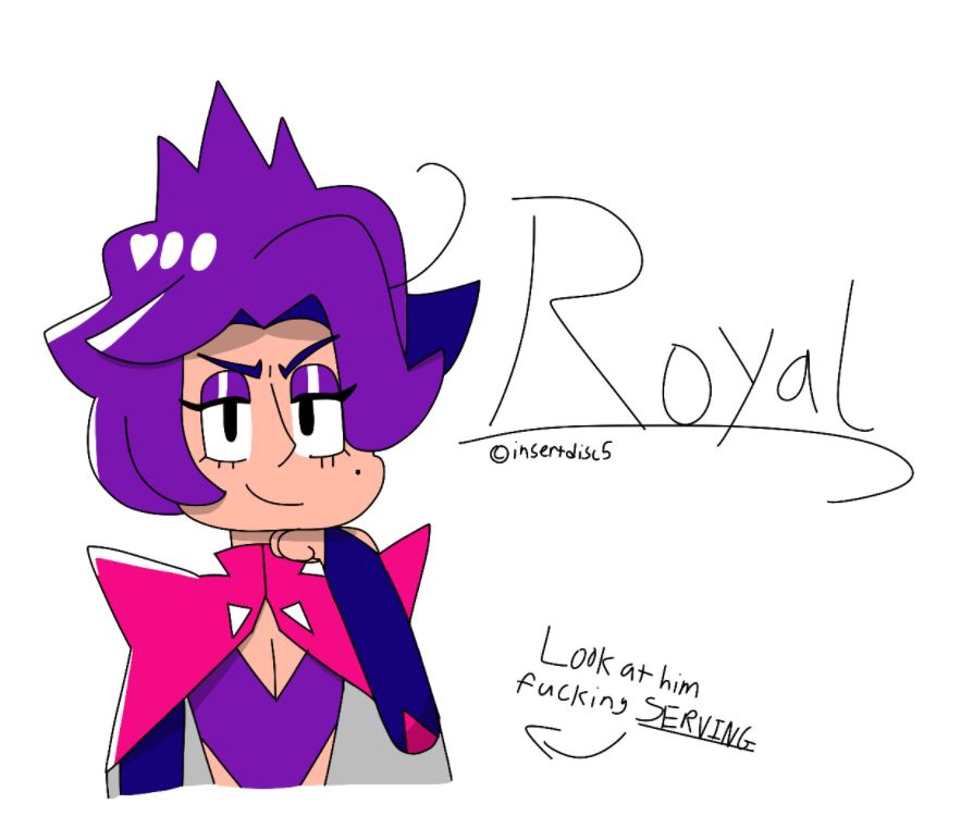 Royal from this game will end in 205 clicks
Text is pointing to him saying "Look at him fucking SERVING"

He may be a supervillain, but he's extremely relatable, but maybe it's his being evil, and desire to be more than that is what makes it so. Though all we witness of him is his dark night of the soul, I hope he finds happiness wherever he is. He deserves it.