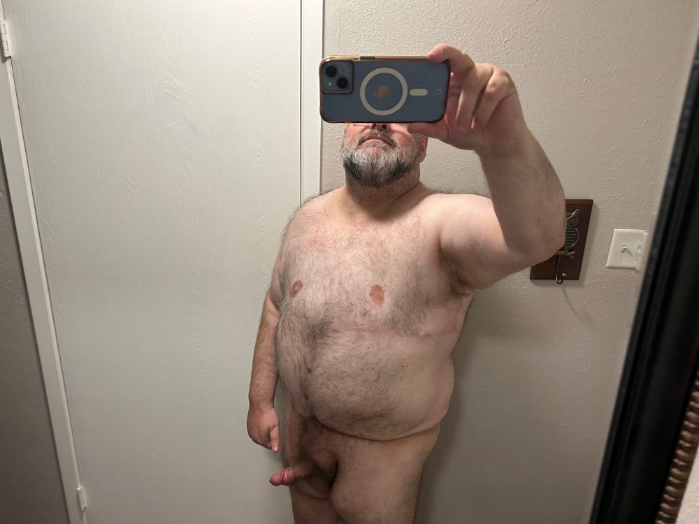 Fat man naked with erection