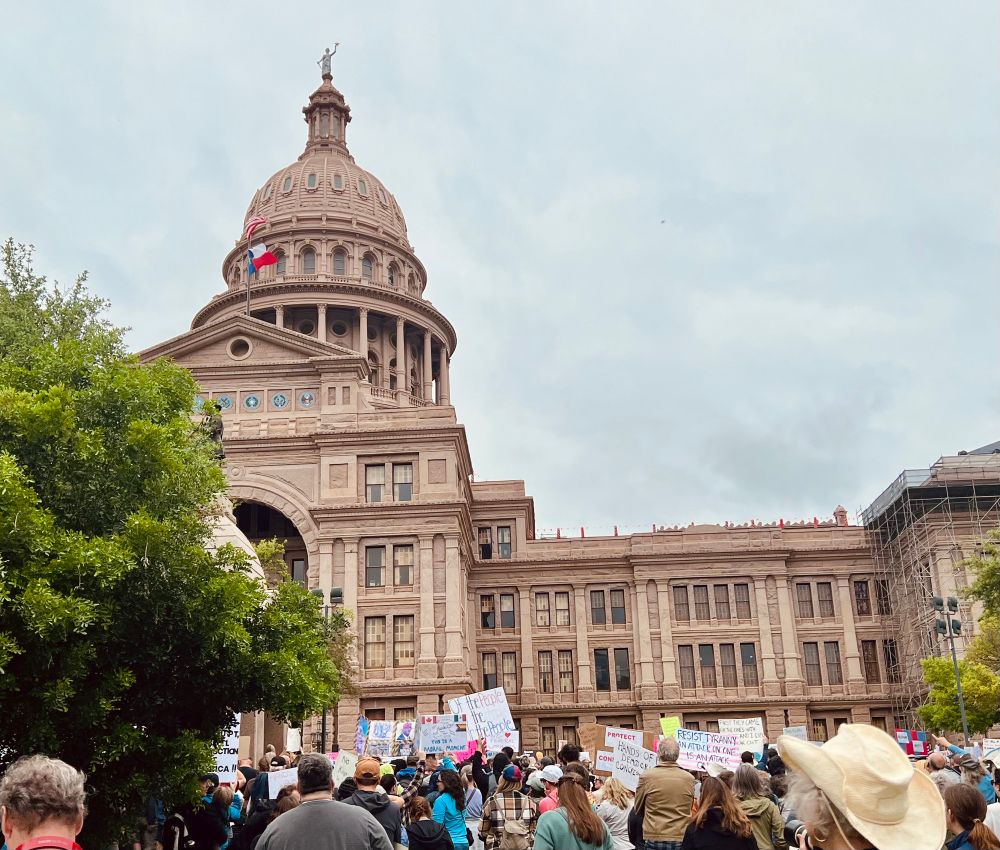 State Capitol building, Austin Texas, Hands Off rally