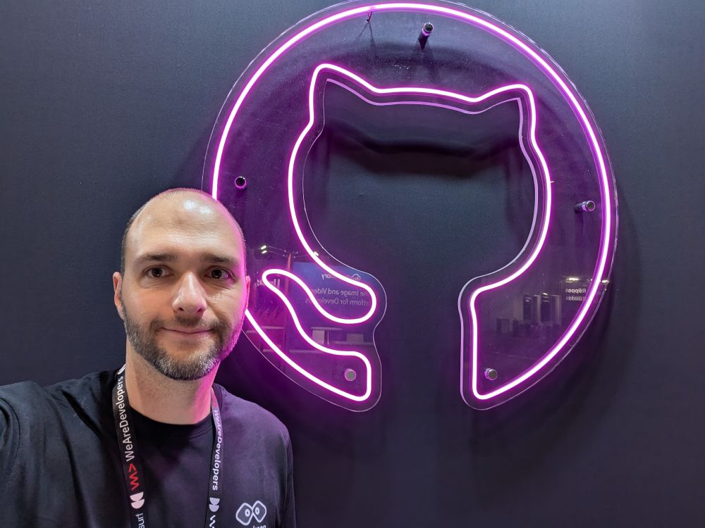 mockoon founder, guillaume, photo in front of the booth