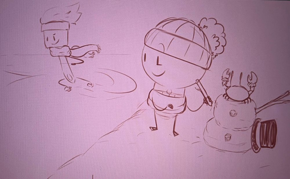 I’m not good at backgrounds, but here is Lightbulb building a snowman with Baxter while she also watches Paintbrush ice skating nearby. 