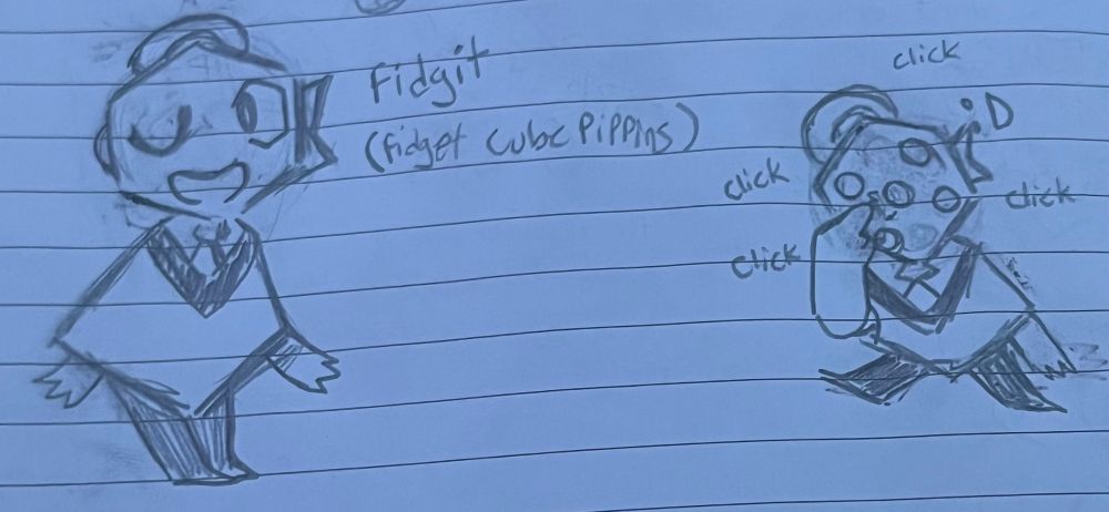 Fidgit the fidget cube pippins :D

On the right they are playing with the little clicky button pips :3
