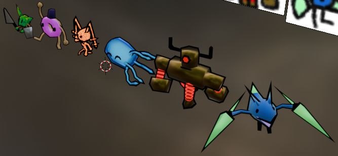 A different view of the models from the right.