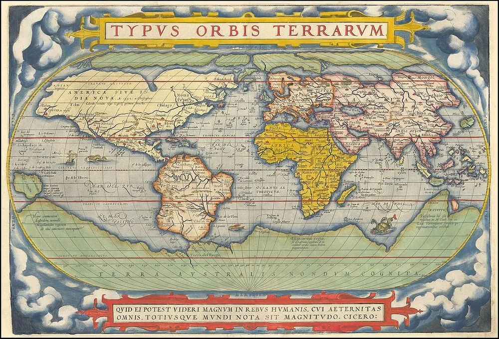 World map, from Ortelius 1570 Theatrum Orbis Terrarum 