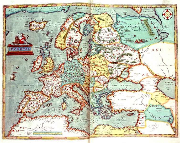 Map of Europe, from Ortelius 1570