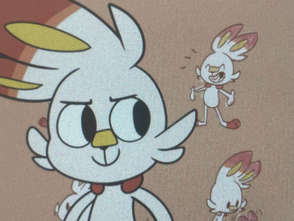 Close up of artwork featuring Scorbunny