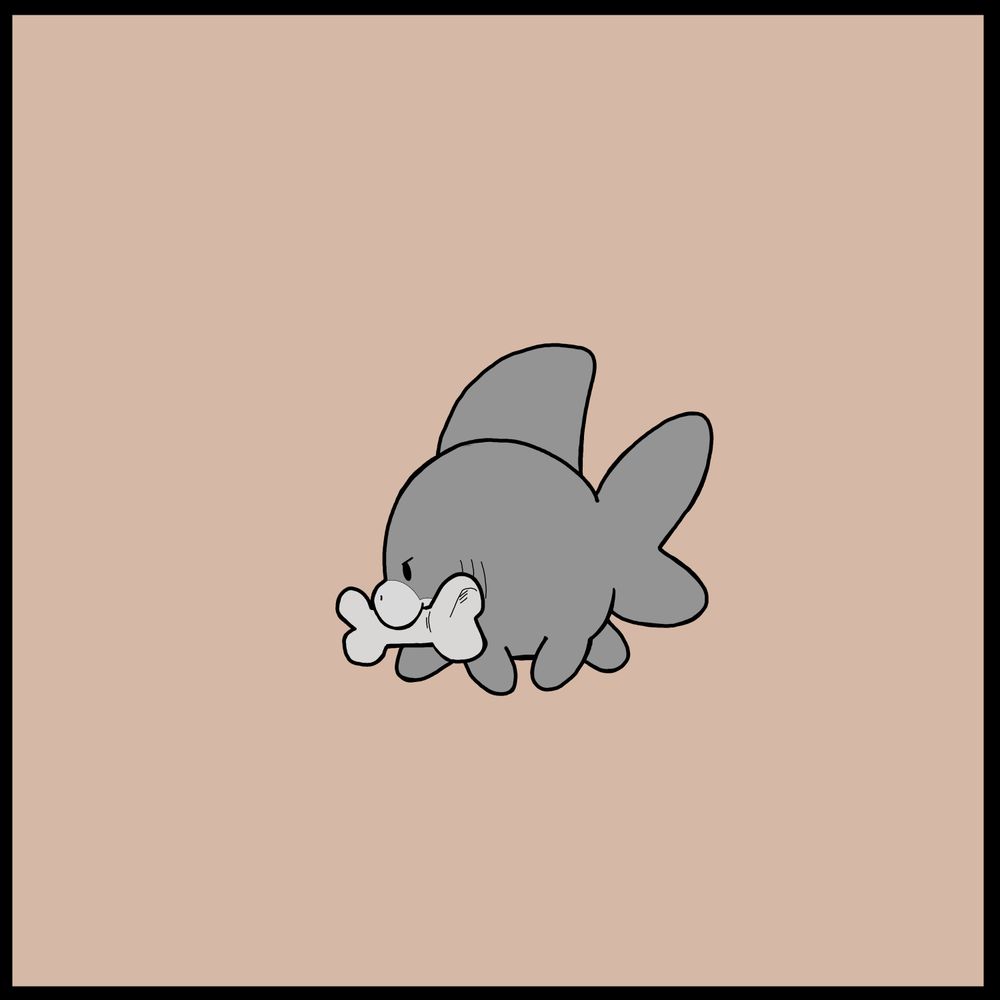 Sharkpup walking with a bone