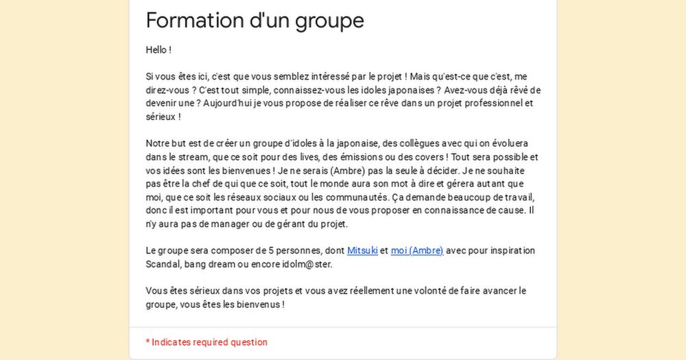 Formation d'un groupe 