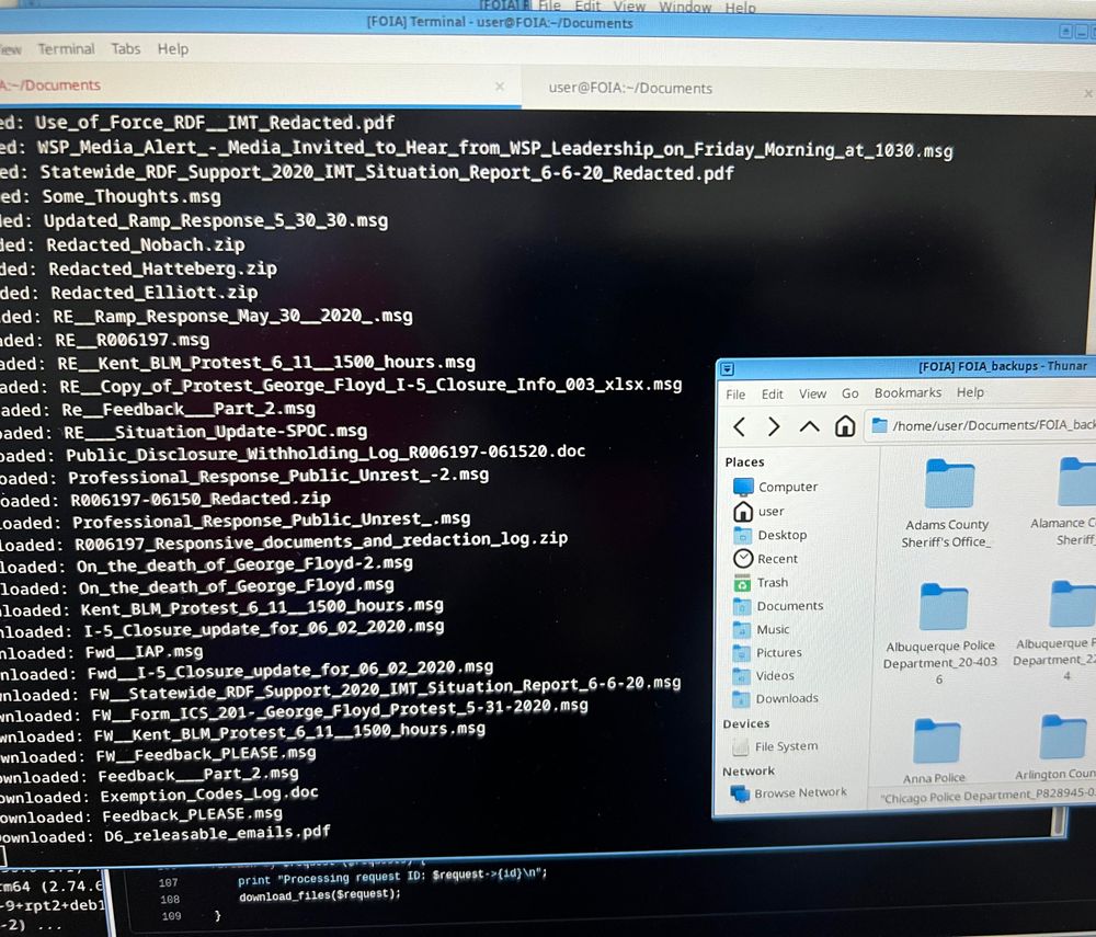 foia backup script running in a qubes vm