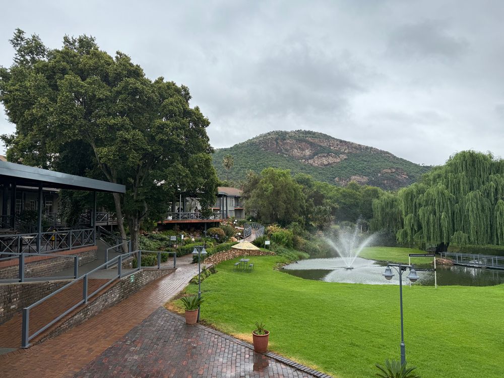 The Glenburn Lodge conference centre, with the gardens in the foreground and hills at the rear