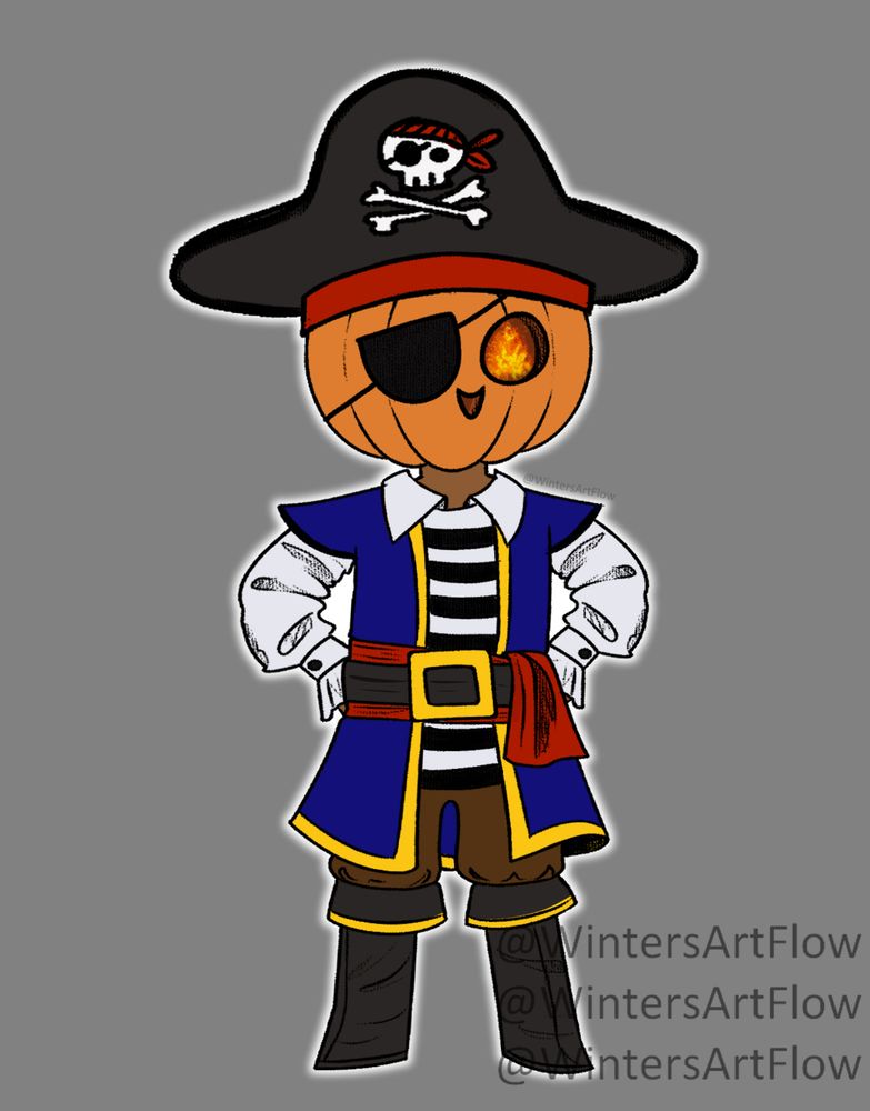 Picture of little pumpkin friend Jack in a pirate costume 