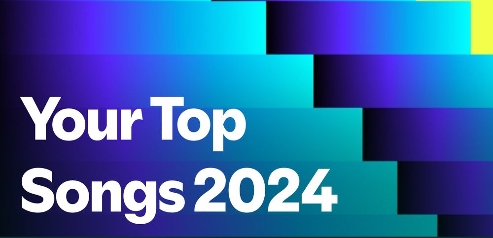 spotify wrapped “your top songs 2024” banner with blue and green background