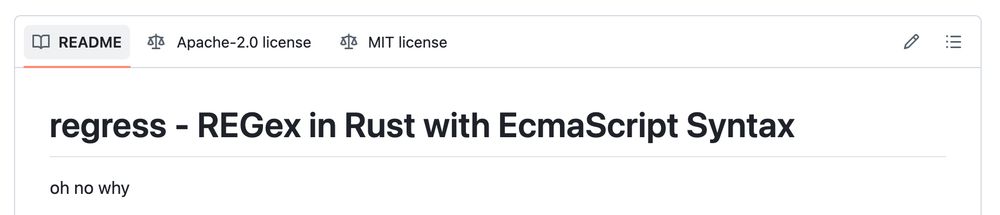 a github readme for a regex engine that just says "oh no why"