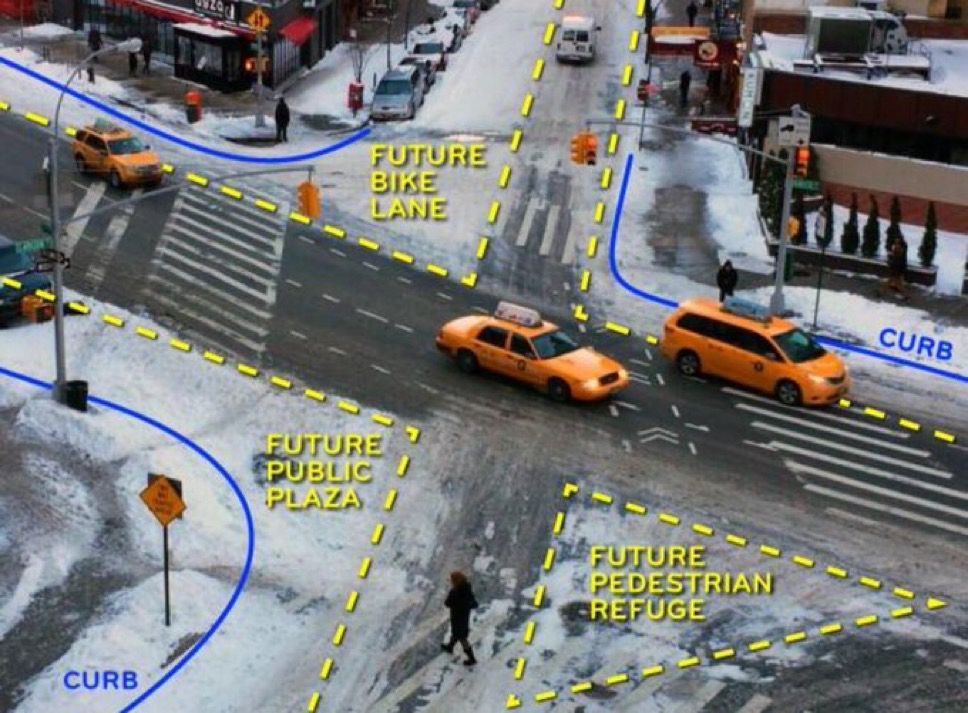 Illustration of street space covered by untouched snow.