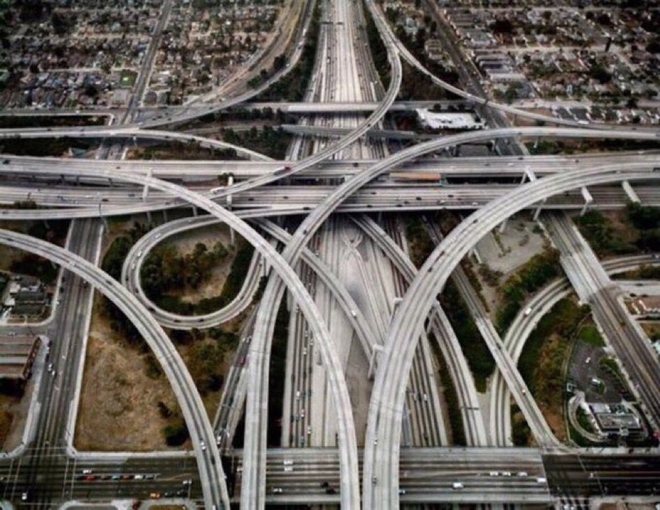Massive car interchange from the air