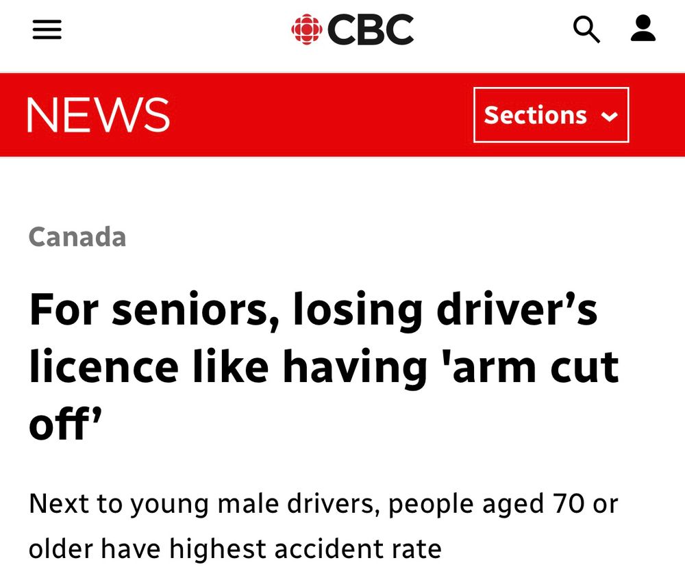 CBC article “For seniors, losing drivers licence like having ‘arm cut off’”
