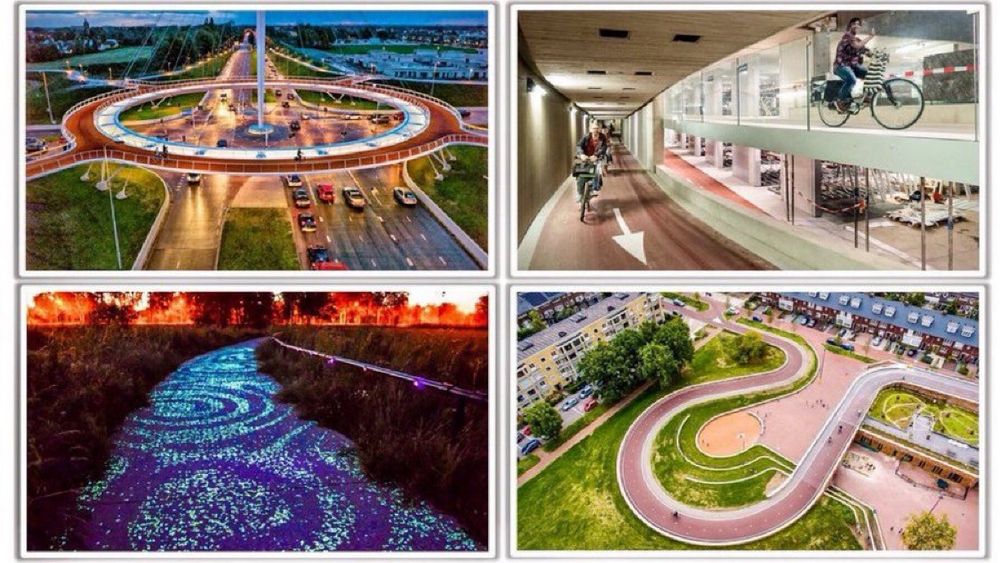 Montage of Dutch bike infrastructure