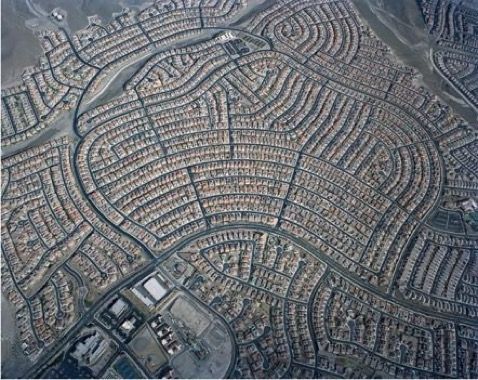Massive suburban car-dependant sprawl in low density, single use housing subdivisions