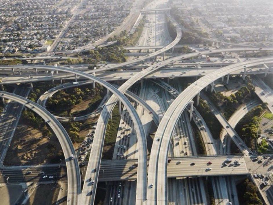 Massive car interchange from the air