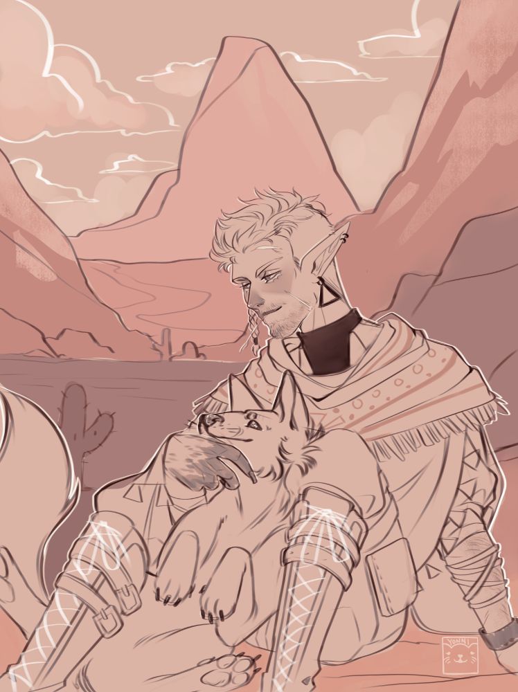 Edwin and a pup he probably saved in the desert.