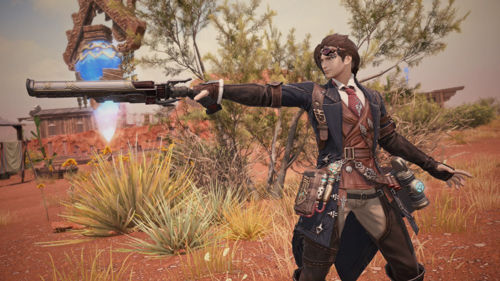 Elias aiming his firearm away from the screen
