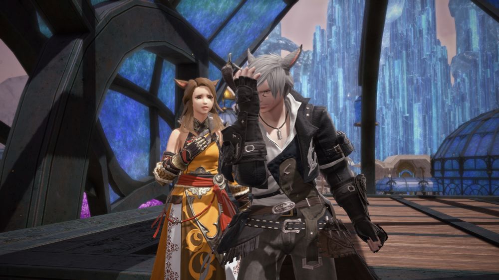 Skyler suffering from light poisoning while Elly looks on in concern