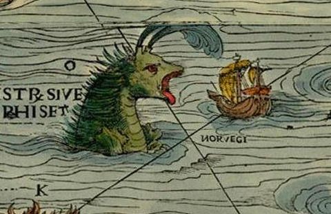 gigantic whale spooking ship