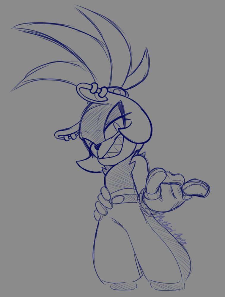 a sketch of Surge the Tenrec posing
