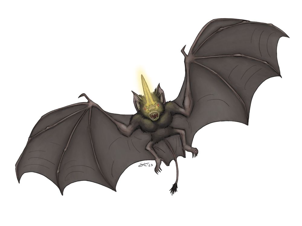 Van Meter Visitor as a giant bat.