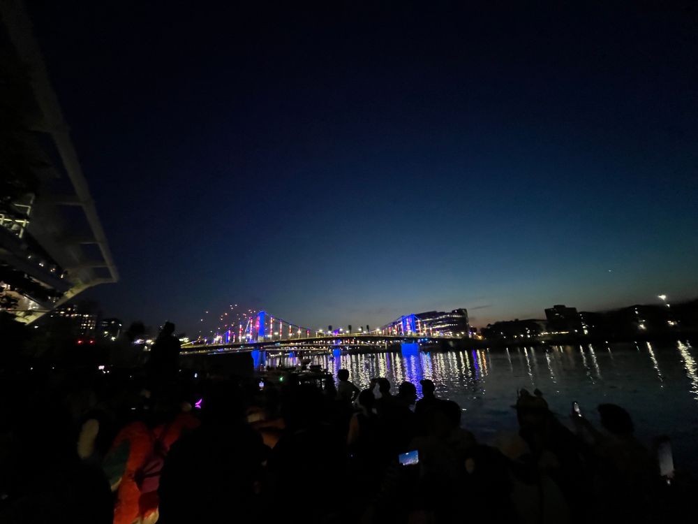 Fireworks behind the bridge 