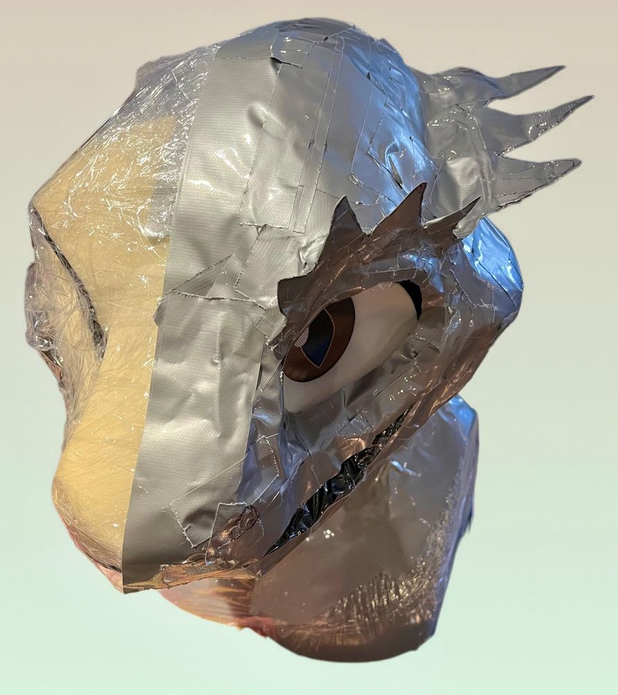 Top of duct taped crested gecko fursuit head work in progress!