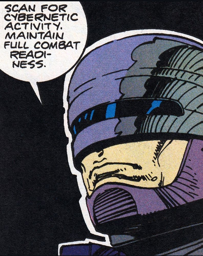 Robocop readies himself to throw serious hands