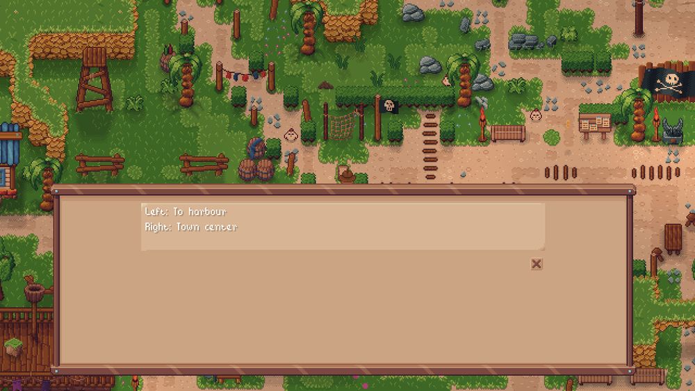 Screenshot of a dialog interaction in a pixel art game.