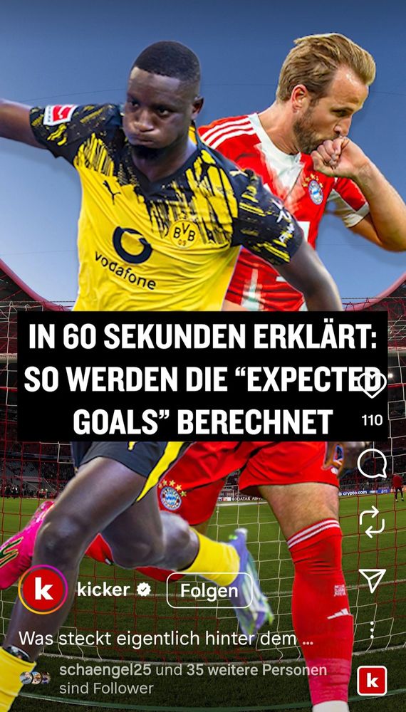 Insta-Screenshot auf dem die Erklärung der expected goals angekündigt wird