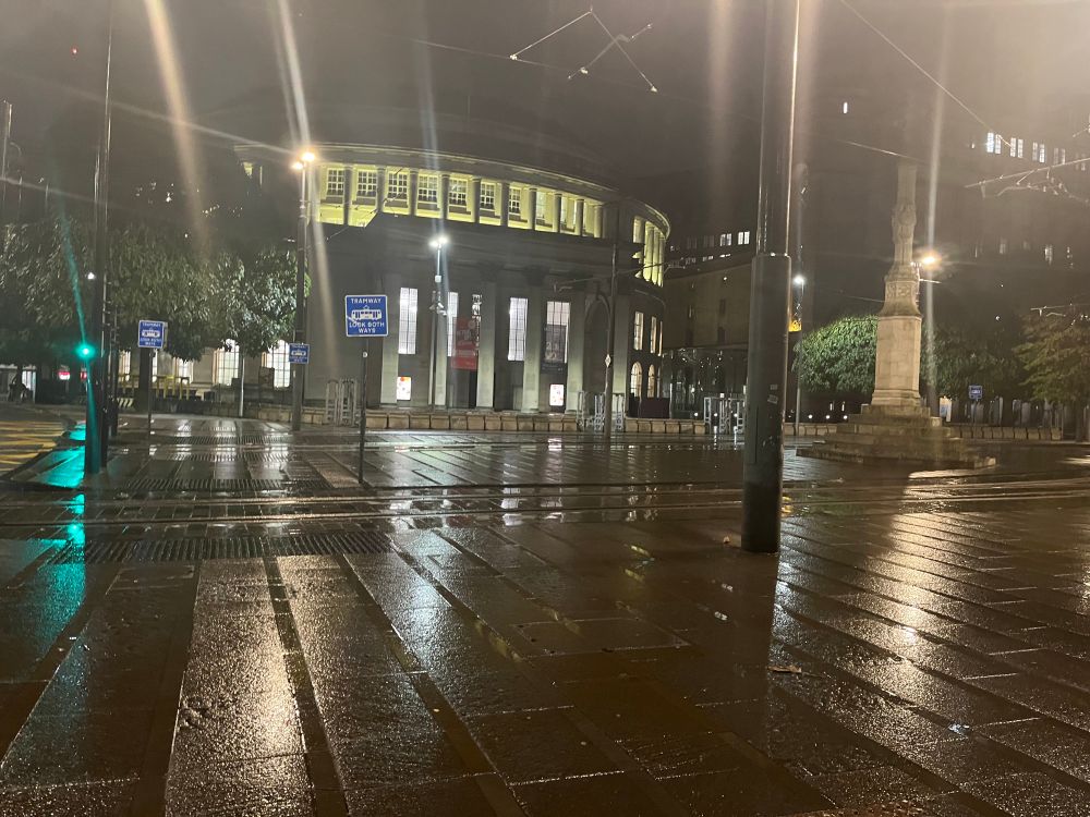 Manchester Library very early in the morning.