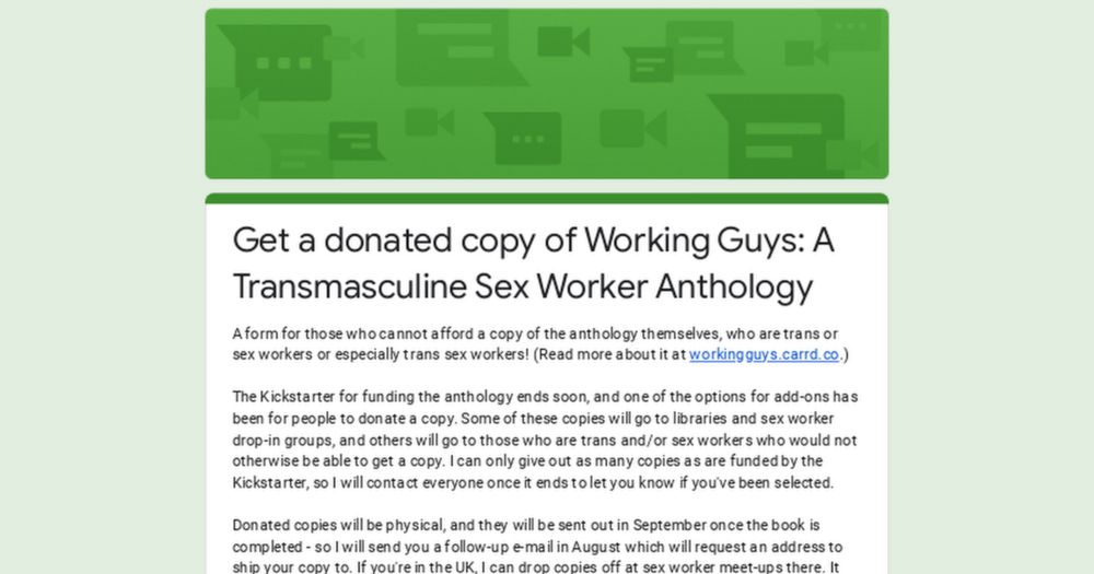 Get a donated copy of Working Guys: A Transmasculine Sex Worker Anthology