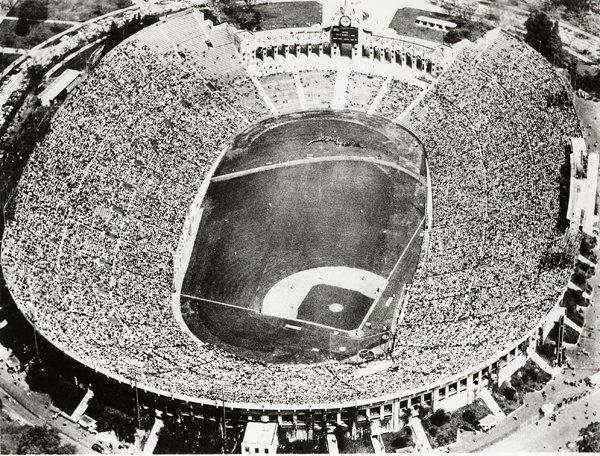 1958 layout of Los Angeles' LA Coliseum for the Dodgers.