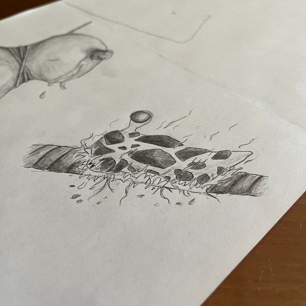 A “lava slug” burning a thick rope with its molten rock body!