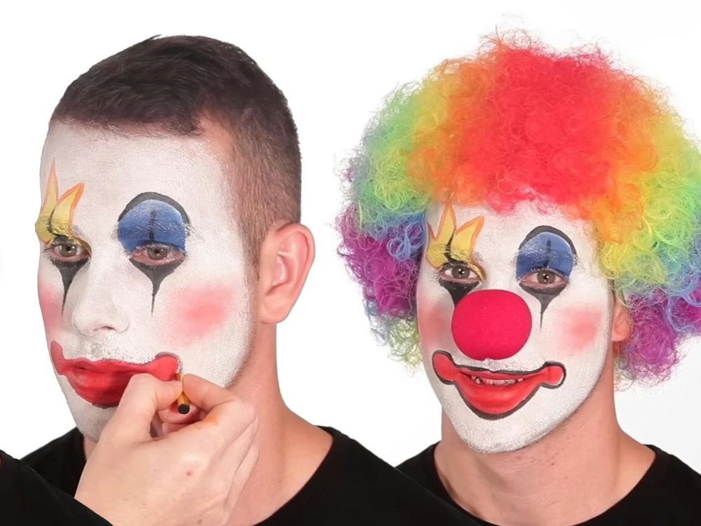 man applying clown makeup meme