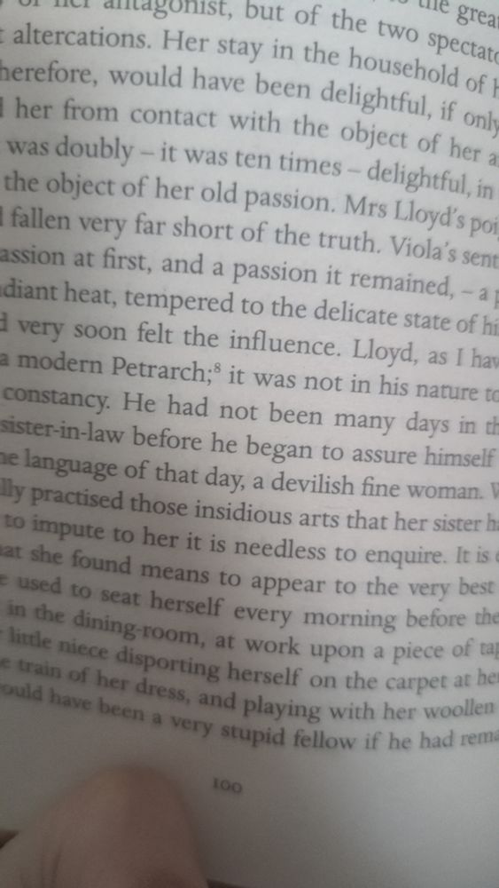 Photo of a page of a Henry James short story with a superscript 8 next to the name Petrarch. There is no 8th endnote. There are no endnotes 