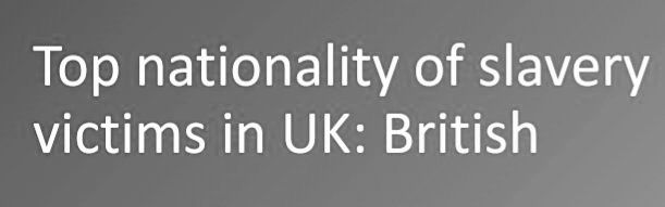 Headline: Top nationality of slavery victims in UK: British