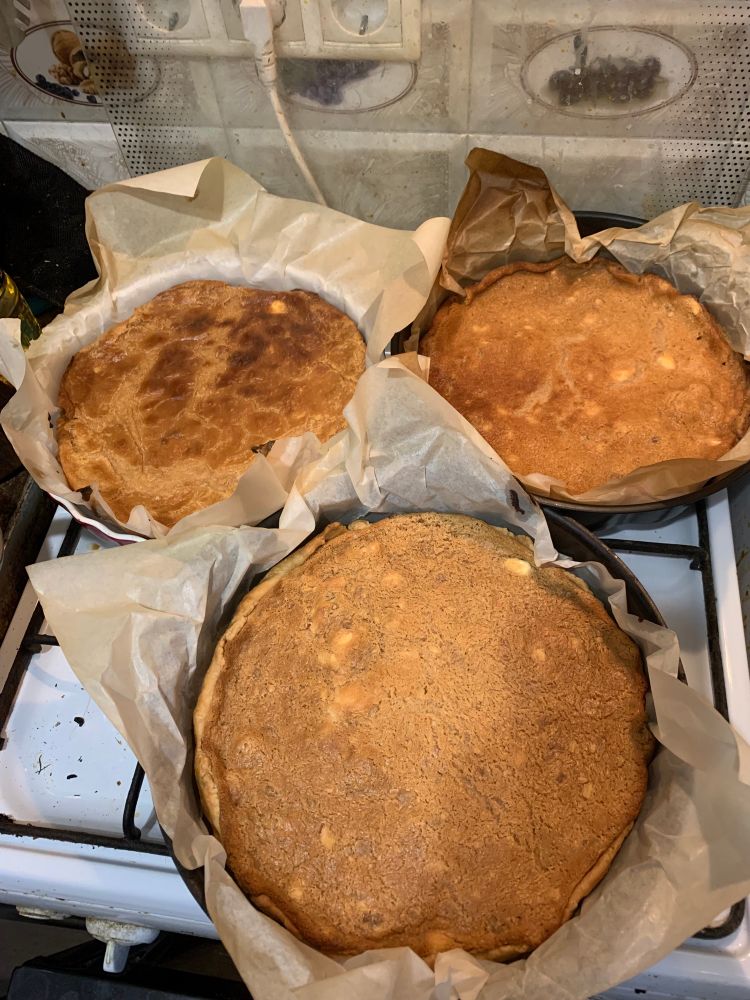 three butterscotch-cinnamon pies