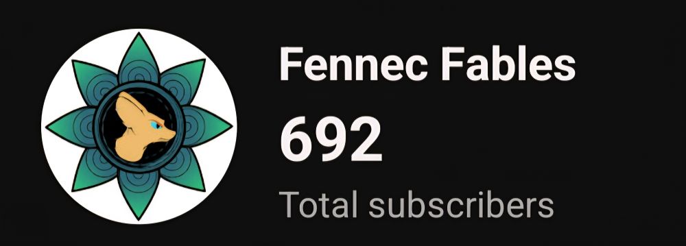 Teh fennec Fables Chanel logo on youtube showing 692 total subscribers 
